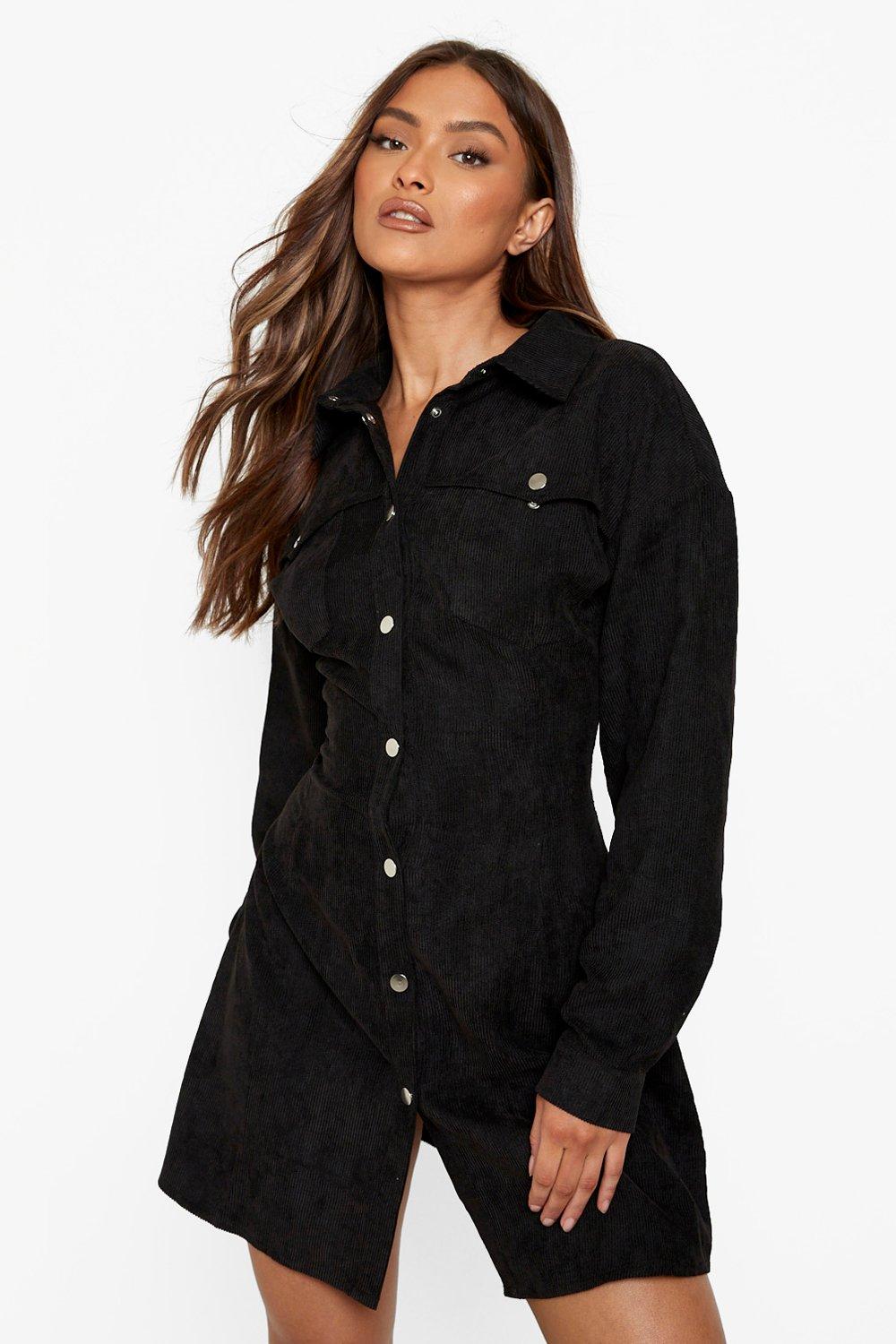 Women's Cord Fitted Pocket Detail Shirt ...